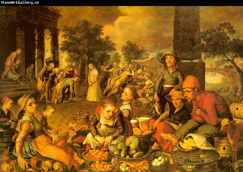 Pieter Aertsen Market Scene with Christ and the Adulteress